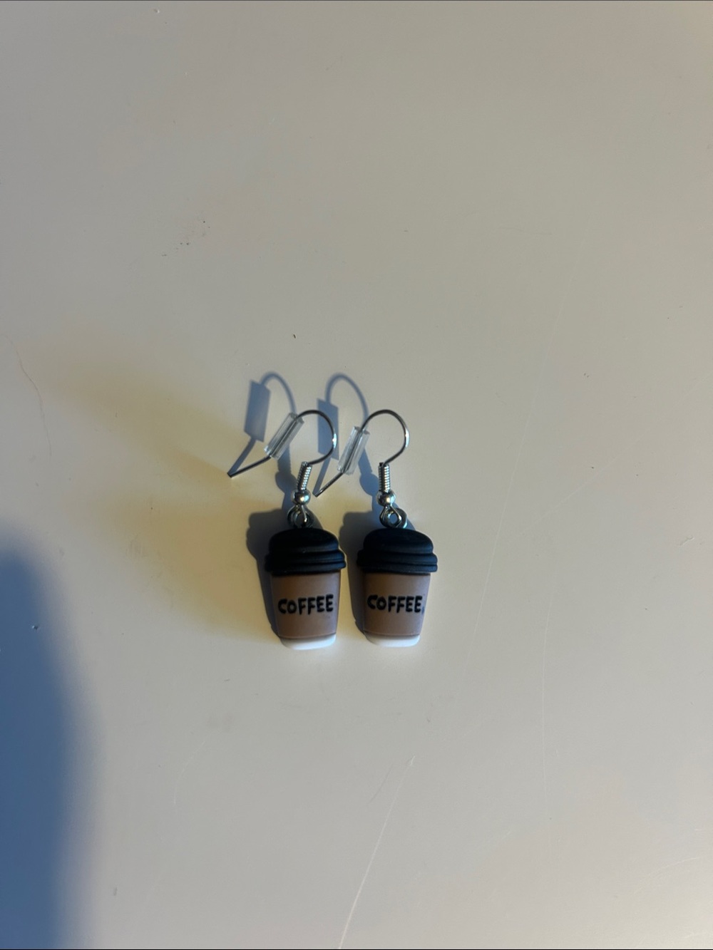 Coffee Cup Drop Earrings - Black & Brown